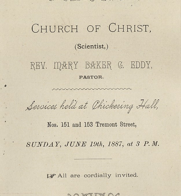Church service program — Rev. Mary Baker G. Eddy, Pastor