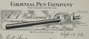 Letterhead of Edson Dewey's Colonial Pen Company.