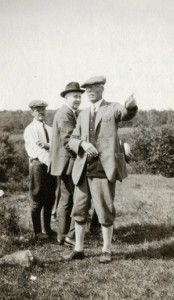 Rufus H. Baker pointing out features on the Baker family homestead, circa 1927 (P06424).