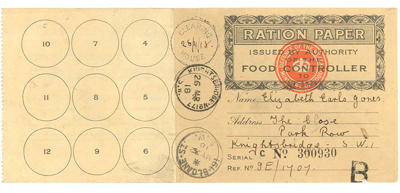 Elizabeth Earl Jones’s Ration Card, 1918