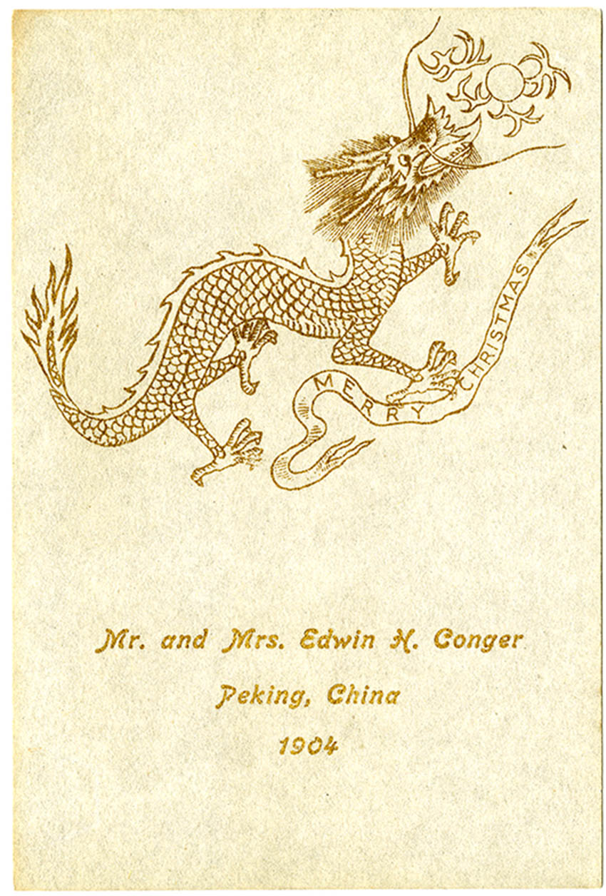 Christmas card from Edwin H. and Sarah Pike Conger, c. 1904. Library Collections, Subject File 38