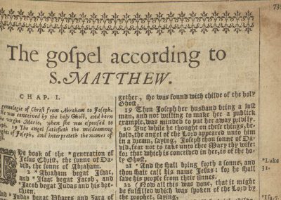 The Holy Bible containing the Old Testament and the New: newly translated out of the originall tongues, and with the former translations diligently compared and revised, by His Majesties Speciall Command. Appointed to be read in churches.