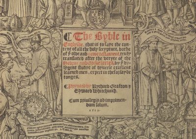 The Byble in Englyshe, that is to saye the Content of All the Holy Scrypture, both of ye Olde and Newe Testament, truly Translated After the Veryte of the Hebrue and Greke Textes, By Ye Dylygent studye of Dyverse excellent Learned Men, Expert in the Foreigne Tongues, etc.