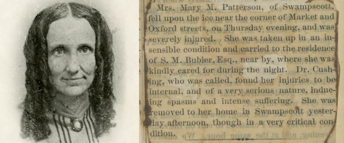 Mary Baker Eddy and the news story about her falling on the ice.