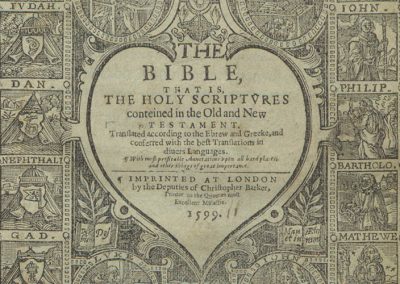 The Bible, that is, the Holy Scriptures conteined in the Olde and Newe Testament, translated according to the Ebrew and Greeke, and conferred with the best translations in divers languages. With most profitable annotations upon all the hard places, and other things of great importance.