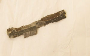A piece of shrapnel 1944 (Church Archives, Box 20224, Folder 127387)