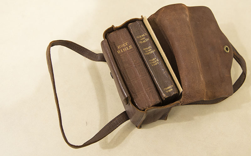 Books and carrying case designed for portability.