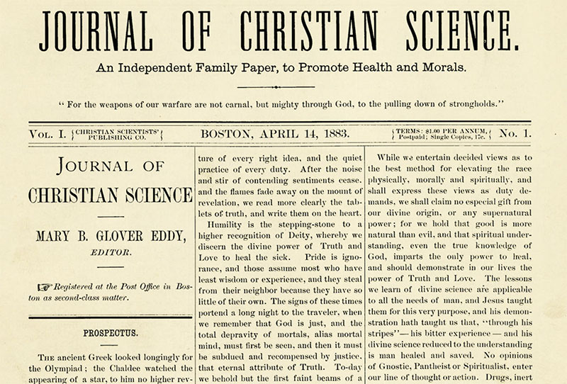 The first issue of the Journal of Christian Science in 1883