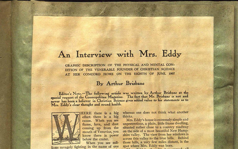 From the Collections: Mary Baker Eddy’s interview with Arthur Brisbane