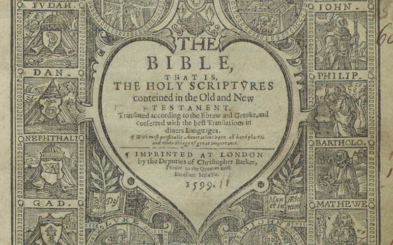 The Bible, that is, the Holy Scriptures conteined in the Olde and Newe Testament, translated according to the Ebrew and Greeke, and conferred with the best translations in divers languages. With most profitable annotations upon all the hard places, and other things of great importance.
