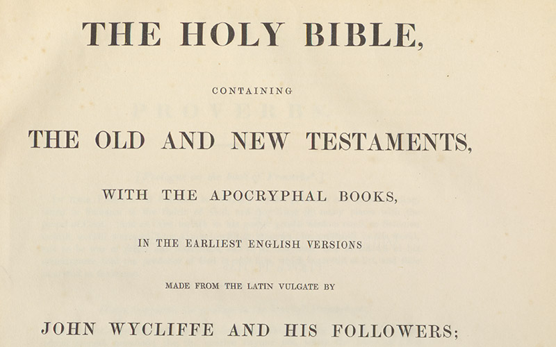 The Holy Bible, Containing the Old and New Testaments, with the apocryphal books, in the earliest English versions made from the Latin Vulgate by John Wycliffe and his followers; edited by the Rev. Josiah Forshall, F.R.S.,etc. late fellow of Exeter College and Sir Frederic Madden. Vol. III Proverbs to Maccabees.