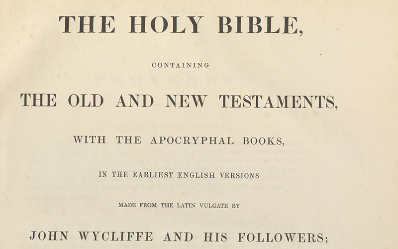 The Holy Bible, Containing the Old and New Testaments, with the apocryphal books, in the earliest English versions made from the Latin Vulgate by John Wycliffe and his followers; edited by the Rev. Josiah Forshall, F.R.S.,etc. late fellow of Exeter College and Sir Frederic Madden. Vol. III Proverbs to Maccabees.