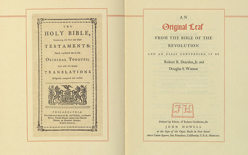 An original leaf from the Bible of the Revolution, and an essay concerning it