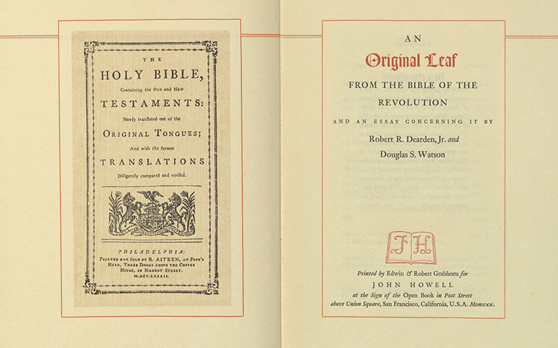 An original leaf from the Bible of the Revolution, and an essay concerning it
