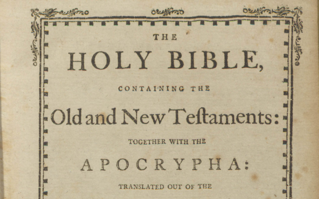 The Old and New Testament, together with the Apocrypha: translated out of the original Hebrew, and with the former translations diligently compared and revised. Done by the special command of His Majesty King James I of England.
