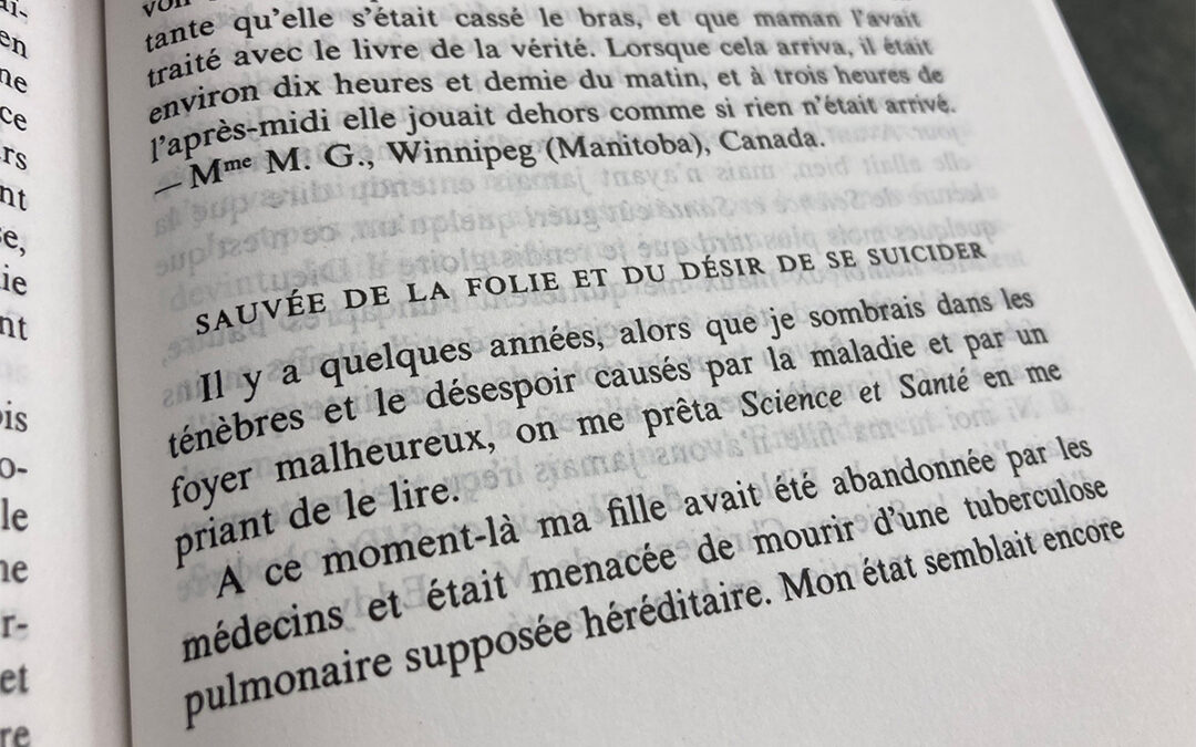 Que dit Mary Baker Eddy à propos de la santé mentale ?