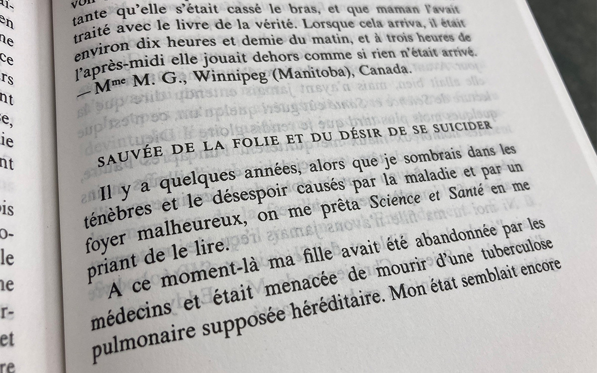 French edit Decorative image of an article in Fruitage in Science and Health with Key to the Scriptures