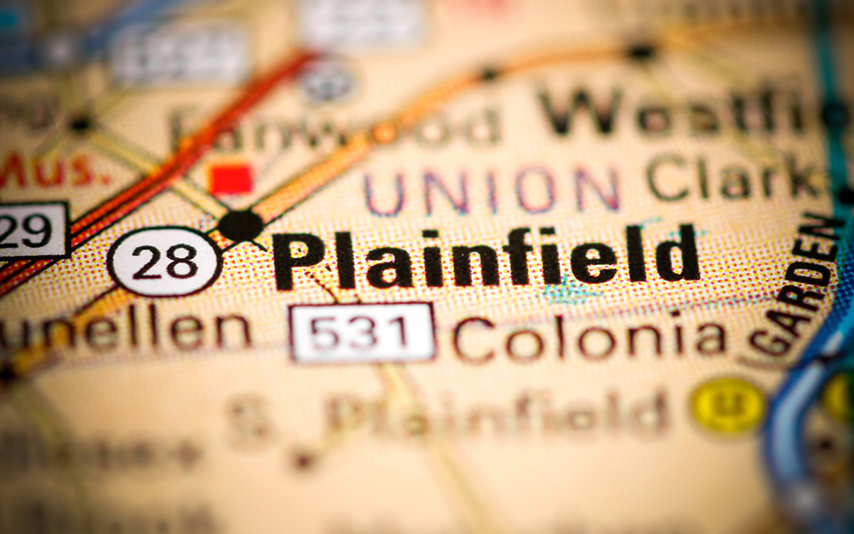 2024-03b Plainfield church crop Photo of a map showing Plainfield, New Jersey, United States.